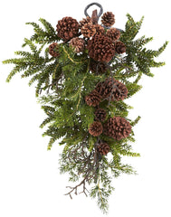 4944 Pine & Pine Cone Silk Holiday Teardrop by Nearly Natural | 26 inches