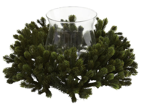 4819 Pine Artificial Silk Holiday Candelabrum by Nearly Natural | 13 inches