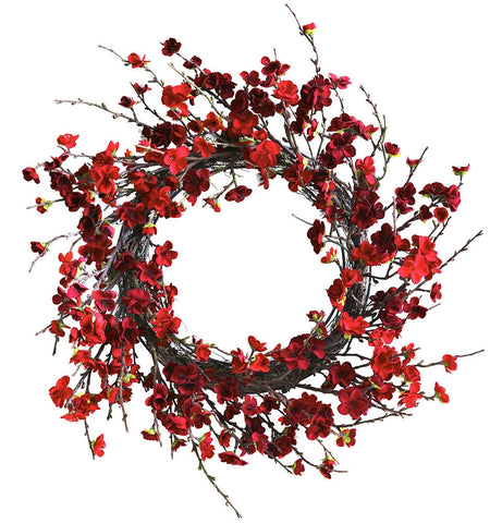 4813 Plum Blossom Artificial Silk Wreath by Nearly Natural | 24 inches