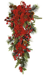 4656 Poinsettia Artificial Holiday Teardrop by Nearly Natural | 30 inches