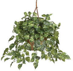 6517 Pothos Silk Plant w/Hanging Basket by Nearly Natural | 36 inches