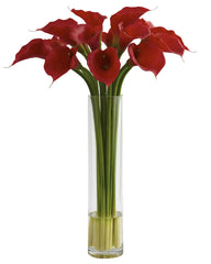 1347 Red Calla Lily Silk Flowers in Water by Nearly Natural | 27 inches