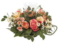 4685-AP Rose Artificial Silk Candelabrum by Nearly Natural | 16 inches