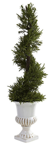 5426 Rosemary Indoor Outdoor Silk Spiral Topiary by Nearly Natural | 3 feet