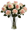 1328-LP Light Pink Silk Roses in Water w/Vase in 8 colors by Nearly Natural | 18 inches