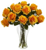 1328-OY Orange Yellow Silk Roses in Water w/Vase in 8 colors by Nearly Natural | 18 inches
