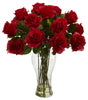 1328-RD Red Silk Roses in Water w/Vase in 8 colors by Nearly Natural | 18 inches