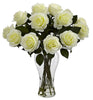 1328-WH White Silk Roses in Water w/Vase in 8 colors by Nearly Natural | 18 inches