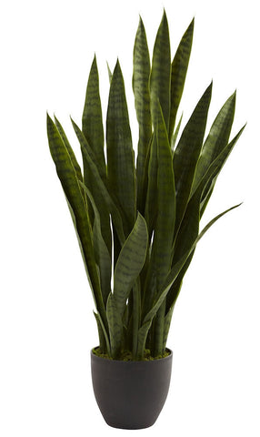 4855 Sansevieria Silk Plant with Planter by Nearly Natural | 35 inches