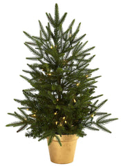 5370 Silk Christmas Tree w/Planter & Lights by Nearly Natural | 30 inches