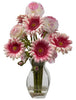 1298-PK Pink Gerber Daisy Ranunculus in Water in 2 colors by Nearly Natural | 15"