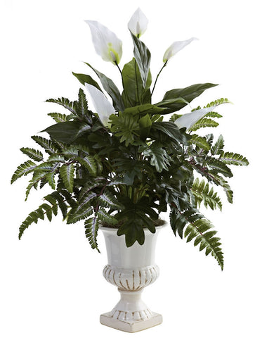 6783 Spathiphyllum & Mixed Greens Silk Plant by Nearly Natural | 32 inches