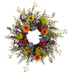 4821 Spring Garden Artificial Silk Wreath by Nearly Natural | 24 inches