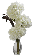 1325 Triple Silk Hydrangea in Water with Vase by Nearly Natural | 28 inches