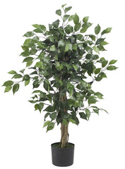 5298 Weeping Fig Ficus Silk Plant with Planter by Nearly Natural | 3 feet