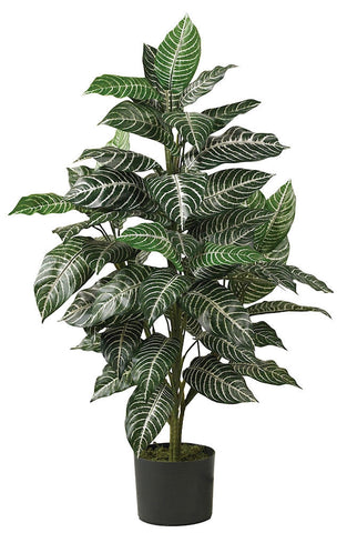 6542 Zebra Artificial Silk Plant with Planter by Nearly Natural | 3 feet