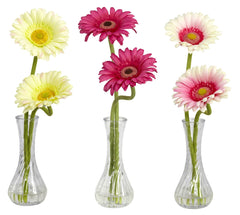 1248-A2 Silk Gerber Daisy A2 S/3 in Water in 2 colors by Nearly Natural | 13"