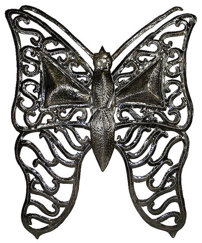 HMDA01-514004 Large Butterfly w/Filigree Wings Metal Art 15x20" | Haiti Fair Trade by Global Crafts