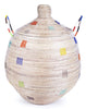 sen33q White with Rainbow Dots Medium Ndala Laundry Hamper Storage Basket | Senegal Fair Trade by Swahili Imports