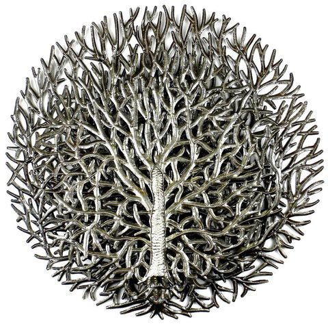 AEHHMD002 Layered Tree of Life Oil Drum Metal Wall Art 20" | Haiti Fair Trade by Global Crafts