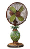 DBF0247 Pineapple 10 inch Stained Glass Oscillating Table Fan with Lamp by Deco Breeze