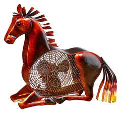 DBF0334 Horse Hand Painted Metal Figurine Table Fan by Deco Breeze