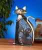 DBF0358 Cat Large Hand Painted Metal Figurine Table Fan by Deco Breeze