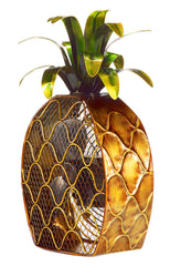 DBF0375 Pineapple Hand Painted Metal Figurine Table Fan by Deco Breeze