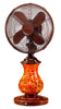 DBF0672 Rustic 10 inch Crackle Glass Oscillating Table Fan with Lamp by Deco Breeze