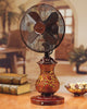 DBF0672 Rustic 10 inch Crackle Glass Oscillating Table Fan with Lamp by Deco Breeze