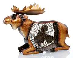 DBF1936 Moose Hand Painted Metal Figurine Table Fan by Deco Breeze