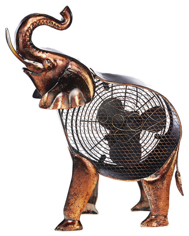 DBF2007 African Elephant Hand Painted Metal Figurine Table Fan by Deco Breeze