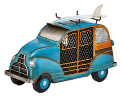 DBF5417 Woody Car Blue Small Hand Painted Metal Figurine Table Fan by Deco Breeze