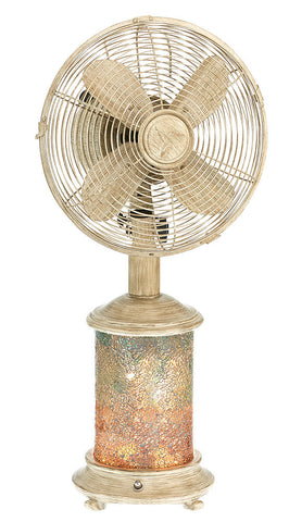 DBF6134 Sea Breeze 10 inch Mosaic Glass Oscillating Table Fan with Lamp by Deco Breeze