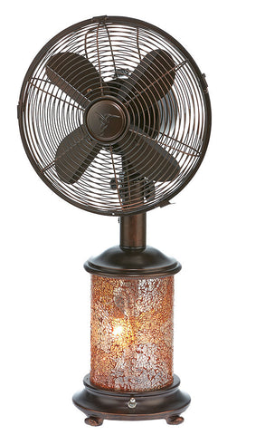 DBF6135 Honey Amber 10 inch Mosaic Glass Oscillating Table Fan with Lamp by Deco Breeze