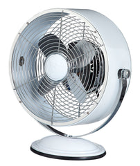 DBF6157 Retro Swivel White 9 inch Small Metal Table Desk Fan by Deco Breeze