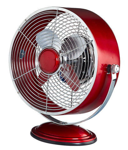 DBF6158 Retro Swivel Red Metallic 9 inch Small Metal Table Desk Fan by Deco Breeze