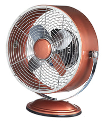 DBF6161 Retro Swivel Copper Metallic 9 inch Small Metal Table Desk Fan by Deco Breeze