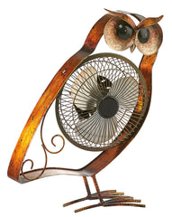 DBF6162 Owl Small Hand Painted Metal USB Portable Table Desk Fan by Deco Breeze