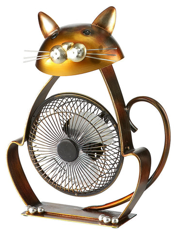 DBF6166 Cat Small Hand Painted Metal USB Portable Table Desk Fan by Deco Breeze