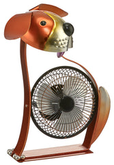DBF6167 Dog Small Hand Painted Metal USB Portable Table Desk Fan by Deco Breeze