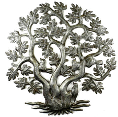 HMDSTREE4 3-Trunk Tree of Life with Birds Metal Wall Art 14" | Haiti Fair Trade by Global Crafts