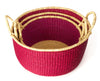 gh35b Cranberry Set of 3 Bolga Open Nesting Floor Storage Baskets | Senegal Fair Trade by Swahili Imports