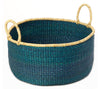 gh35c Teal Set of 3 Bolga Open Nesting Floor Storage Baskets | Ghana Fair Trade by Swahili Imports
