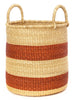 gh45c Brown Stripe Set of 2 Bolga Open Nesting Laundry Basket Hampers | Ghana Fair Trade by Swahili Imports