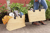 gh48 Moroccan Style Set of 2 Natural Totes with Black Leather Handles | Senegal Fair Trade by Swahili Imports