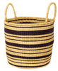 gh56 Black & Natural Stripe Set/3 Open Nesting Hamper Storage Baskets | Senegal Fair Trade by Swahili Imports