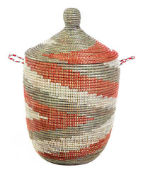 sen10z Red Silver & White Arrow Medium Traditional Hamper Storage Basket | Senegal Fair Trade by Swahili Imports