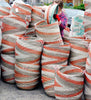 sen10z sen11z Red Silver & White Arrow Medium Traditional Hamper Storage Basket | Senegal Fair Trade by Swahili Imports