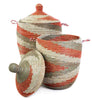 sen10z sen11z Red Silver & White Arrow Large Traditional Hamper Storage Basket | Senegal Fair Trade by Swahili Imports